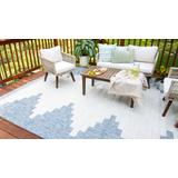 Caluya 5'3" Round Outdoor Farmhouse Moroccan Blue/Gray/Navy/Oatmeal/Off White/Pale Blue/Taupe/Medium Gray Outdoor Area Rug - Hauteloom