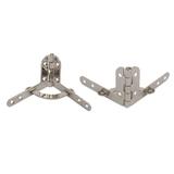 Jewelry Wine Box Wooden Case 90 Degree Support Spring Hinge Silver Tone 2pcs - Silver Tone