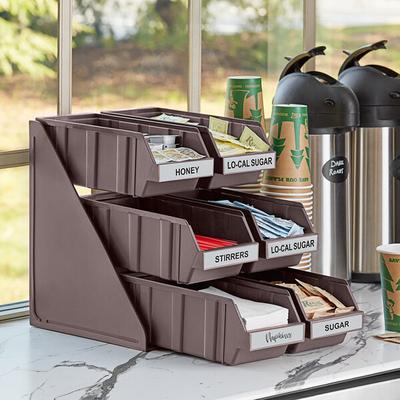 Choice Brown 3-Tier Self-Serve Organizer Set with 6 Bins and 2 Label Sheets