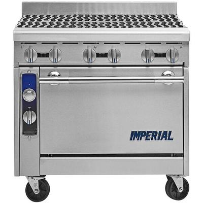 Imperial Range IHR-6-C 36" Natural Gas 6 Open Burner Range with Convection Oven - 275,000 BTU