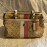 Coach Bags | Coach Chelsea Heritage Pink Stripe Satchel | Color: Cream/Pink/Silver | Size: Is