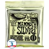 Ernie Ball 2214 Slinky Nickel Wound Electric Guitar Strings - .012-.062 Mammoth Slinky (3-Pack)