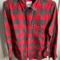 American Eagle Outfitters Tops | Bogo Ae Boyfriend Slim Flannel | Color: Gray/Red | Size: L