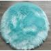 Blue 47.24 x 47.24 x 2.5 in Area Rug - Everly Quinn Macie-Lou Handmade Shag Faux Sheepskin Light Area Rug Sheepskin/Faux Fur | Wayfair