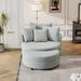Barrel Chair - Wade Logan® Edene 360° Swivel Accent Barrel Chair, bedroom chair w/ Storage Ottoman & 4 Pillows in Gray | Wayfair