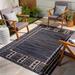 Bacungan 6'7" x 9' Updated Moroccan Farmhouse Ink/Oatmeal/Nutmeg/Dark Gray/Silver Blue/Ink Blue/Tan/Teal Outdoor Area Rug - Hauteloom