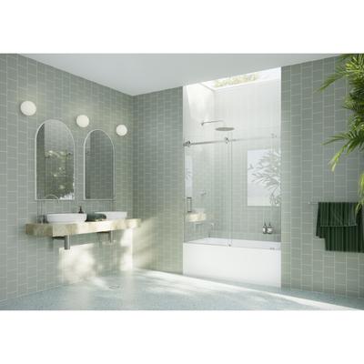 Glass Warehouse 52 in. - 56 in. x 60in. Frameless Bath Tub Sliding Shower Door with Square Hardware