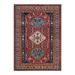 Overton Hand Knotted Wool Vintage Inspired Traditional Super Kazak Red Area Rug - 7' 1" x 10' 1"