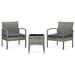 vidaXL 3 Piece Bistro Set with Cushions Poly Rattan Gray - 22.8" x 22.8" x 28.3"