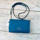 Kate Spade Bags | Kate Spade Dark Peaco Flap Chain Crossbody Staci Saffiano | Color: Blue/Gold | Size: Os