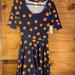 Lularoe Dresses | "Lularoe ""Nicole"" Royal Blue With Orange Circles, Size Xs" | Color: Blue/Orange | Size: S