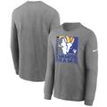 Men's Nike Heathered Charcoal Los Angeles Rams 2021 NFC Champions Team Slogan Long Sleeve T-Shirt