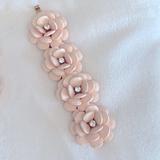 J. Crew Jewelry | J Crew Rose Beaded Flower Bracelet Pink Blush Floral Ceramic Design Rhinestones | Color: Pink | Size: Os