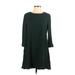 Forever 21 Casual Dress - A-Line: Green Solid Dresses - Women's Size Small