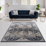 Madison Park 100% Polypropylene Vienna Tiled Border COLOR TBD Area Rug in Blue/Cream - Olliix MP35-7559