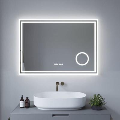 Led Spiegel mit Uhr und Kosmetikspiegel für Bad 100x70cm essens Typ d Kosmetikspiegel Digital Uhr Image