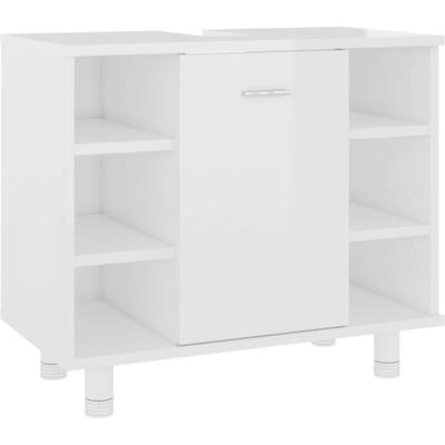 Badezimmerschrank Hochglanz-Weiß 60x32x53,5 cm Holzwerkstoff Vidaxl