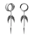 Bouchons d'oreille en acier inoxydable 316L 1 paire pendentif d'aile d'ange jauges d'oreille