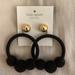 Kate Spade Jewelry | Brand New Black Kate Spade Dangle / Hoop Thread Earrings With Balls | Color: Black/Gold | Size: Os