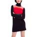 Free People Dresses | Free People Winter Break Turtleneck Sweater Dress Size Large | Color: Black/Red | Size: L