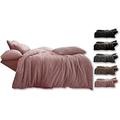 Northern Luxe Teddy Bear Fleece Super Soft Fluffy Warm and Cosy Duvet Sets and Fitted Sheet (Pink, Double Duvet Set + Fitted Sheet)