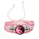 Bracelets en cuir rose avec cabochon en verre pour femmes et filles 12 signes du zodiaque Yin