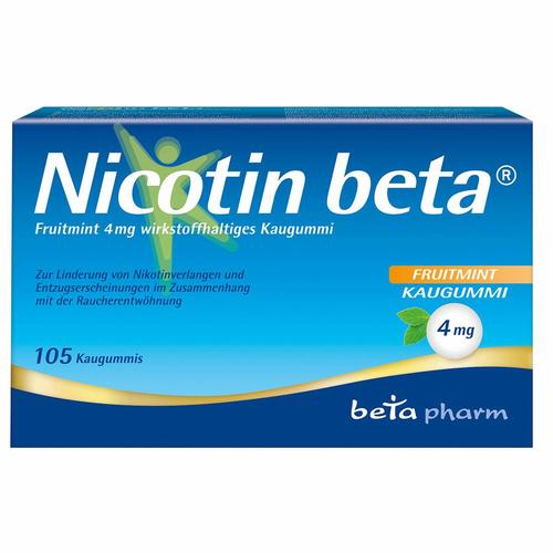 Nicotin beta Fruitmint 4 mg wirkstoffhalt.Kaugummi 105 St Kaugummi