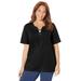 Plus Size Women's Suprema® Lace-Up Duet Tee by Catherines in Black (Size 0X)