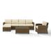 Birch Lane™ Lawson 5 Piece Rattan Sectional Seating Group w/ Cushions Synthetic Wicker/All - Weather Wicker/Wicker/Rattan in Brown | Outdoor Furniture | Wayfair