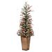 Vickerman 4.5' x 20" Frosted Berry Potted Pine Artificial Christmas Tree, Warm White Dura-lit LED Lights