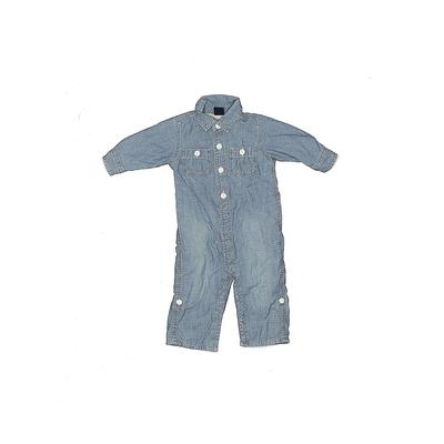 Baby Gap Short Sleeve Outfit: Blue Solid Tops - Kids Girl's Size 70