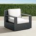 St. Kitts Swivel Lounge Chair in Matte Black Aluminum with Cushions - Rain Resort Stripe Cobalt, Standard - Frontgate