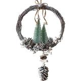 The Holiday Aisle® Creative Rustic Christmas Wreath w/ Hanging Pine Cone Most Realistic Faux, Rattan | 29.6 H x 8.6 W in | Wayfair