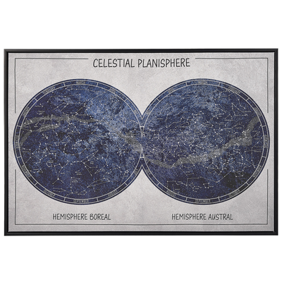 Leinwandbild Blau / Cremeweiß Canvas MDF-Platte 63 x 93 cm mit Sternkonstellation rechteckige Wanddekoration Schlafzimme