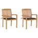 vidaXL Patio Chairs 2 pcs with Taupe Cushions Solid Teak Wood - 23.6" x 22.6" x 35.4"