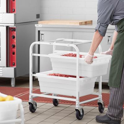 Regency Mobile Aluminum Lug Rack - 2 Lug Capacity - with White Meat Lugs / Tote Boxes - Unassembled