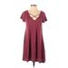 Socialite Casual Dress - A-Line: Burgundy Print Dresses - Women's Size Small