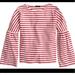 J. Crew Tops | J Crew Crewneck Bell Sleeve Shirt Striped Red White Used M | Color: Red/White | Size: M