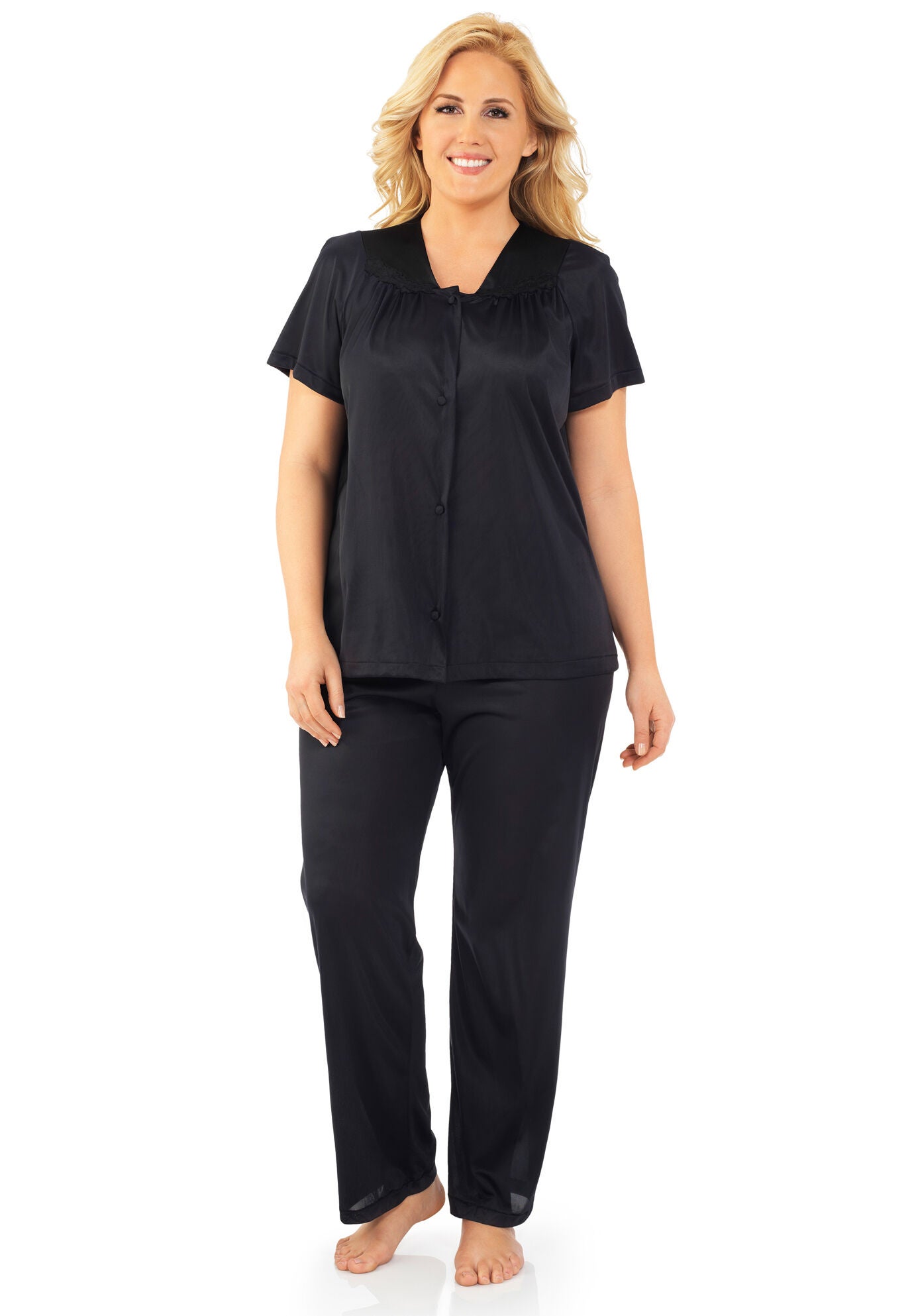 Plus Size Women's Short Sleeve Pajama by Exquisite Form in Midnight Black (Size L)