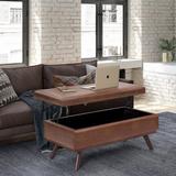 Simpli Home Owen 42" Wide Faux Leather Rectangle Storage Ottoman w/ Storage Faux Leather in Brown | 18.9 H x 42.1 W x 24.4 D in | Wayfair