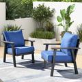 Latitude Run® HAWALLY Rattan 2 Person Seating Group w/ Cushions in Blue | 31.89 H x 28.54 W x 31.89 D in | Outdoor Furniture | Wayfair