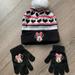 Disney Accessories | Minnie Mouse Hat & Gloves | Color: Black/Red | Size: One Size