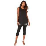 Plus Size Women's Striped Ultimate Capri Set by Roaman's in Black White (Size 38/40)