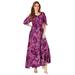 Plus Size Women's Flutter-Sleeve Crinkle Dress by Roaman's in Raspberry Mixed Paisley (Size 18/20)