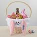 Personalization Mall Embroidered Bunny Ear Wicker Basket Wicker in Pink | 19 H x 8 W x 8 D in | Wayfair 22546