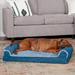 FurHaven Two-Tone Faux Fur & Suede Sofa Pet Bed Polyester/Faux Suede in Blue/White | 6.5 H x 36 W x 27 D in | Wayfair 85441089