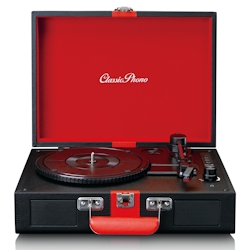 Lenco Classic Phono TT-110BKRD - Plattenspieler mit Bluetooth®-Empfang und integrierten Lautsprechern - Schwarz/Rot Image