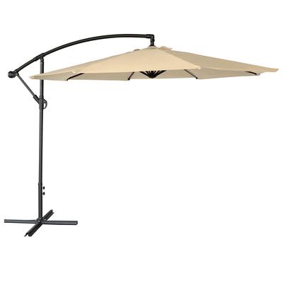 Parasol déporté rond 3m en acier et toile beige