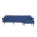 Amelia Modern Velvet Upholstered L-shaped Sofa Bed Couch in Blue - 110.20"L x 57.90"W x 32.30"H