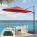 AOOLIMICS 11ft Outdoor Cantilever Umbrellas 360° Rotation w/Base Stand